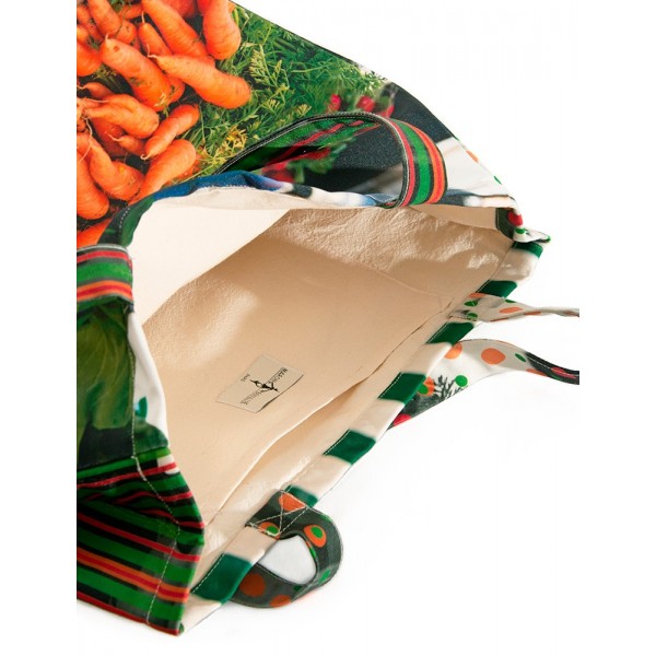 Vegetable market tote bag - interior detail pocket - Maron Bouillie Reusable Grocery bag made in France Vegetable market tote bag - interior detail pocket - Maron Bouillie Reusable Grocery bag made in France