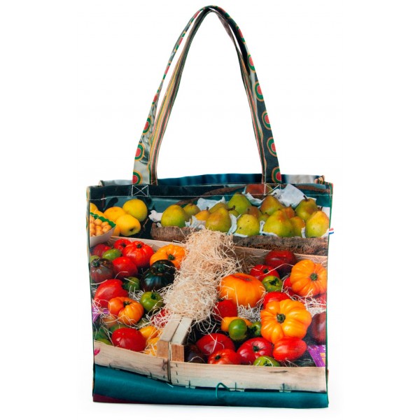 French market bag photo printed vegetable stall -  front Tomatoes - Maron Bouillie reusable grocery bag made in France French market bag photo printed vegetable stall -  front Tomatoes - Maron Bouillie reusable grocery bag made in France