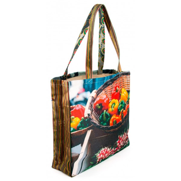 French market bag photo printed vegetable stall -  side Peppers - Maron Bouillie reusable grocery bag made in France French market bag photo printed vegetable stall -  side Peppers - Maron Bouillie reusable grocery bag made in France