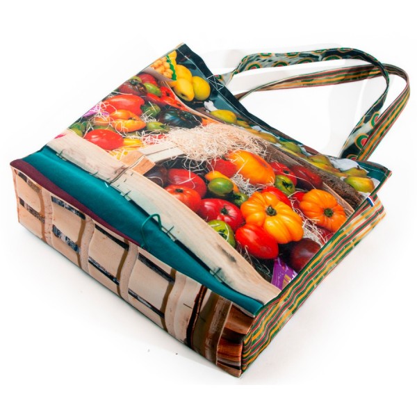 French market bag photo printed vegetables stall -  Peppers–Tomatoes bottom - Maron Bouillie reusable grocery bag French market bag photo printed vegetables stall -  Peppers–Tomatoes bottom - Maron Bouillie reusable grocery bag