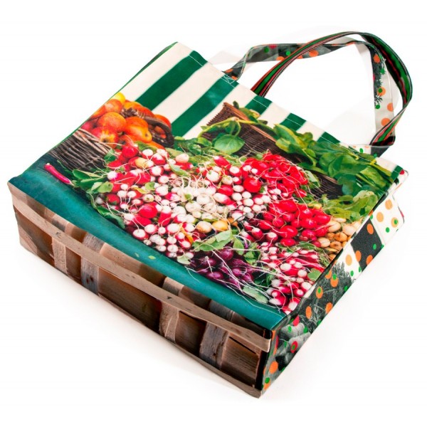 French market bag photo printed vegetables stall -  Radishes Carrots bottom - Maron Bouillie reusable grocery bag made in France French market bag photo printed vegetables stall -  Radishes Carrots bottom - Maron Bouillie reusable grocery bag made in France