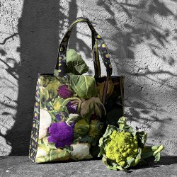 Maron Bouillie reusable grocery bag printed Cabbages - Bananas filled with vegetables - French market bag made in France