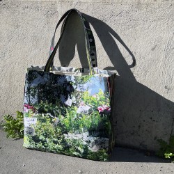 Sac Cabas de courses Fleurs de Maron Bouillie devant un mur - Sac cabas original made in France