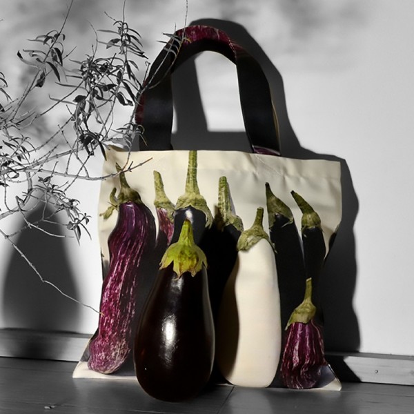 Sac de courses made in France - Sac à légumes Aubergines - Maron Bouillie made in France