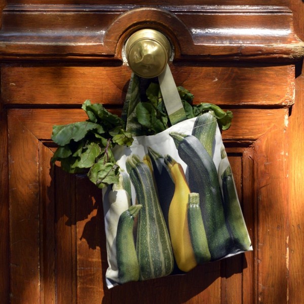 Sac à courgette Maron Bouillie à la porte en bois  - Sac de courses en tissu made in France