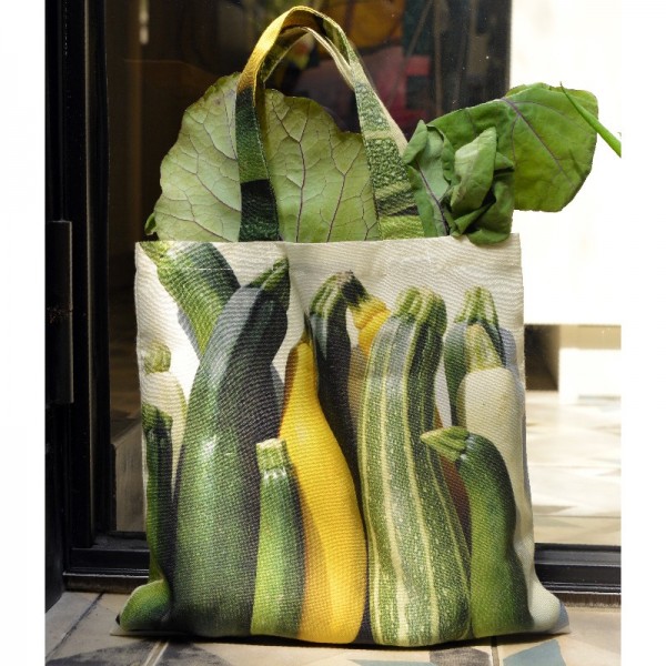 Sac de courses original made in France - Sac légumes courgettes de Maron Bouillie rempli de légumes.