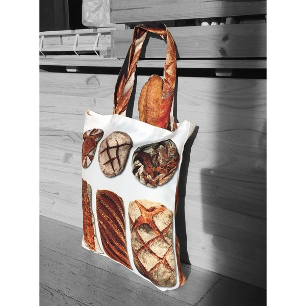 Fabric Bread bag printed with French bread of all shapes - Tote bag made in France - Maron Bouillie Paris Fabric Bread bag printed with French bread of all shapes - Tote bag made in France - Maron Bouillie Paris