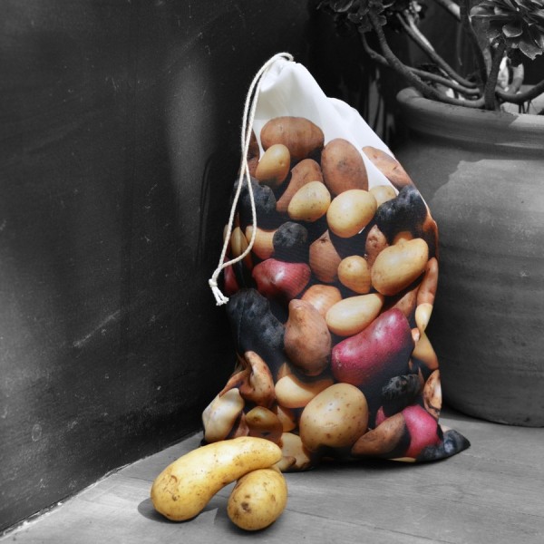 Patatoes Bag for bulk reusable - for shopping or Kitchen storage Maron Bouillie made in France