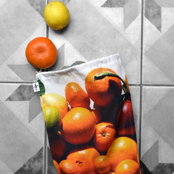 Citrus Bag for bulk reusable - for shopping or Kitchen storage Maron Bouillie made in France