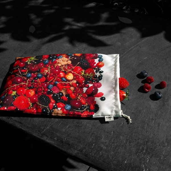 Red fruits Bag for bulk reusable - for shopping or Kitchen storage Maron Bouillie made in France