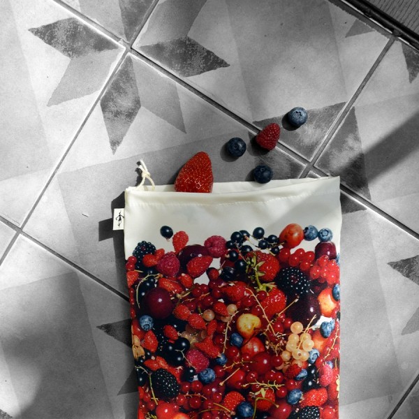 Red fruits Bag for bulk reusable - for shopping or Kitchen storage Maron Bouillie made in France