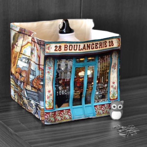 Paris souvenirs storage basket decor Boulangerie 28 art deco placed on a desk - Maron Bouillie made in France home box