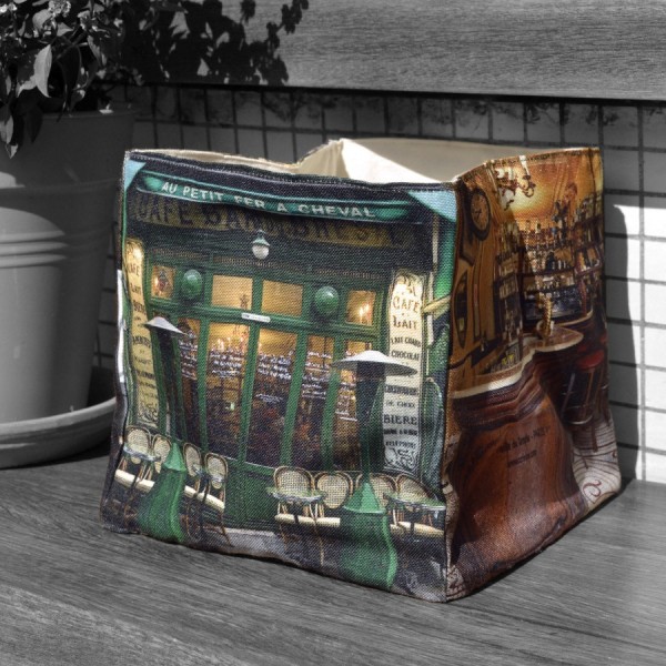 Paris souvenirs box Au petit fer à cheval coffee Paris marais on a table - Maron Bouillie made in France home storage basket