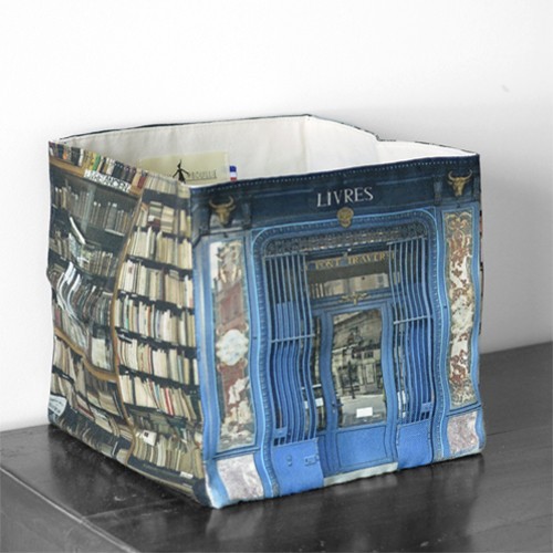 Home storage box - Le pont traversé bookstore - Paris retro style collection - Maron Bouillie Paris made in France