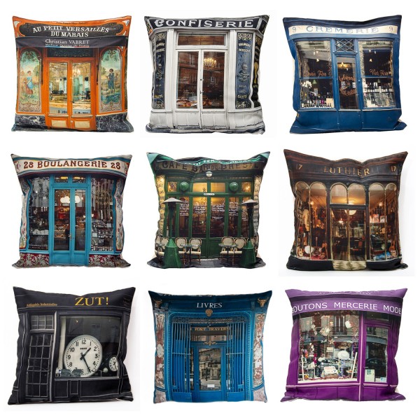 Housses de coussin - collection Paris retro - Maron Bouillie made in France