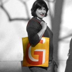 Letter G bag carried a women on sun - French tote bag design by Maron Bouillie