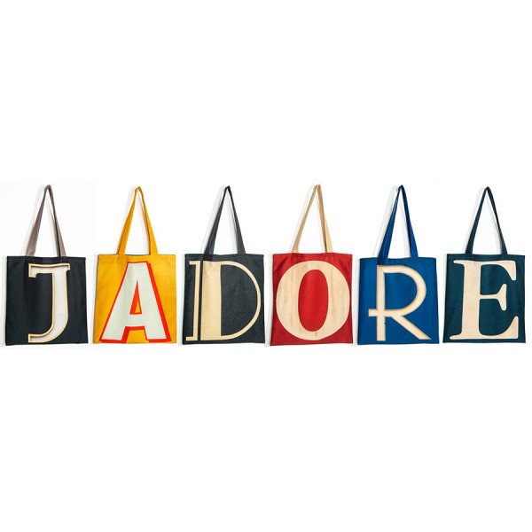 Maron Bouillie initial bags forming the word J'ADORE -  Original birthday gift idea for women, made in France Maron Bouillie initial bags forming the word J'ADORE -  Original birthday gift idea for women, made in France
