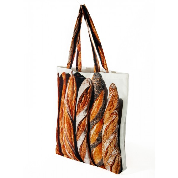 Fabric Bread Bag - printed with photos of French baguettes - Tote bag made in France - Maron Bouillie Paris Fabric Bread Bag - printed with photos of French baguettes - Tote bag made in France - Maron Bouillie Paris