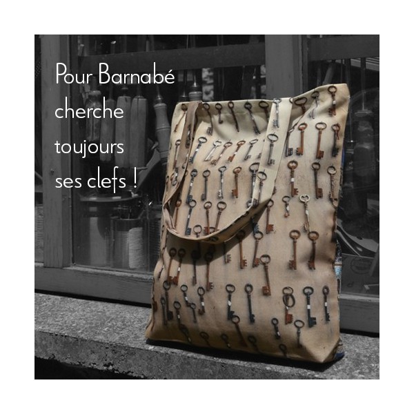 Tote bag Brocante « Clés et timbres » Tote bag Brocante « Clés et timbres »