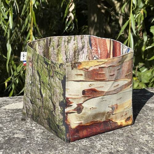 Wood home basket – Bark parade - Maron Bouillie storage box made in France