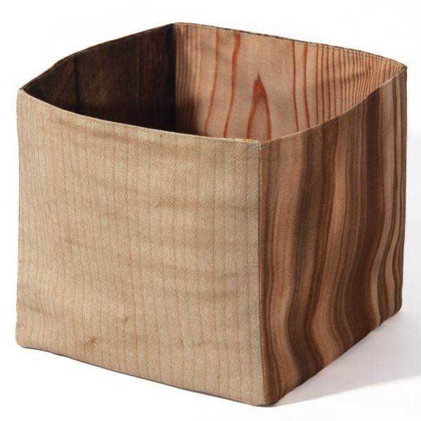 Fabric storage basket printed with photo of wood from Maron Bouillie made in France Fabric storage basket printed with photo of wood from Maron Bouillie made in France