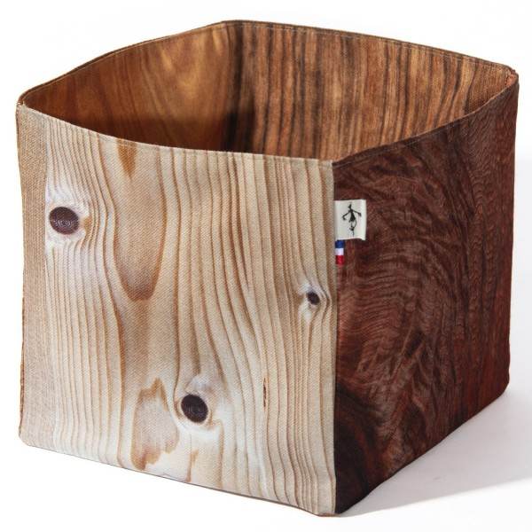 wooden storage basket with trompe l’oeil print from Maron Bouillie made in France wooden storage basket with trompe l’oeil print from Maron Bouillie made in France