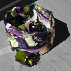 Eggplants vegetable Basket filled with real vegetables  placed on a table - Maron Bouillie made in France