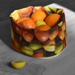 Fruits Fabric basket printed Citrus filled with real oranges and lemons - Maron Bouillie made in France