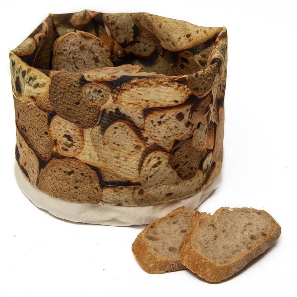 French Bread Basket printed assorted slices on a Table with a Cup - Maron Bouillie Paris made in France