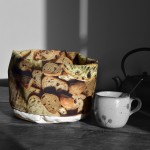 French Bread Basket printed assorted slices on a Table with a Cup - Maron Bouillie Paris made in France