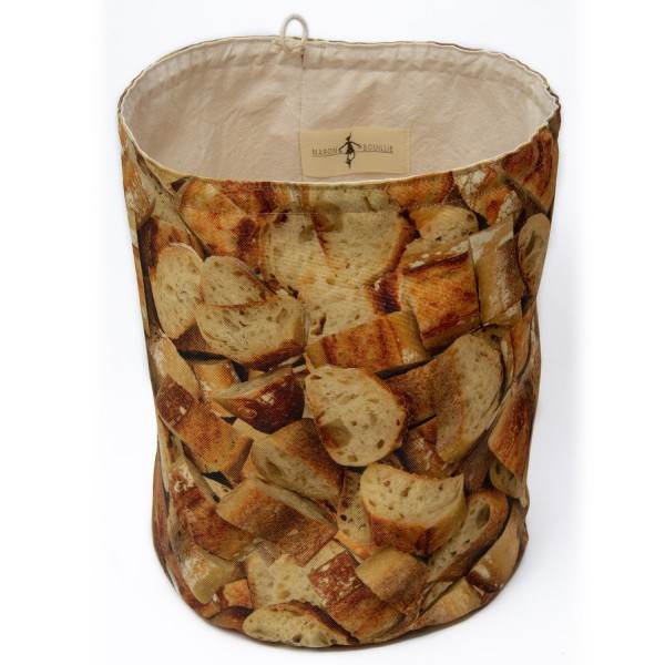 Printed baguette bread basket with white background open - Maron Bouillie made in France