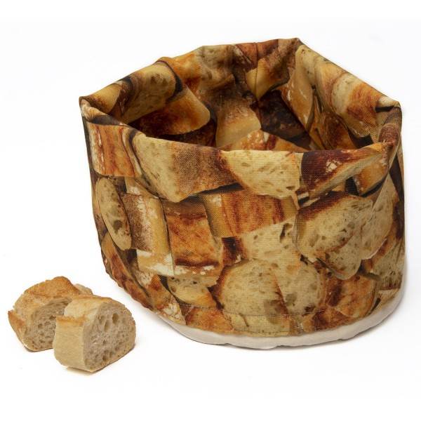 French bread basket printed photos of baguette on white background with two pieces of baguette- Maron Bouillie made in France