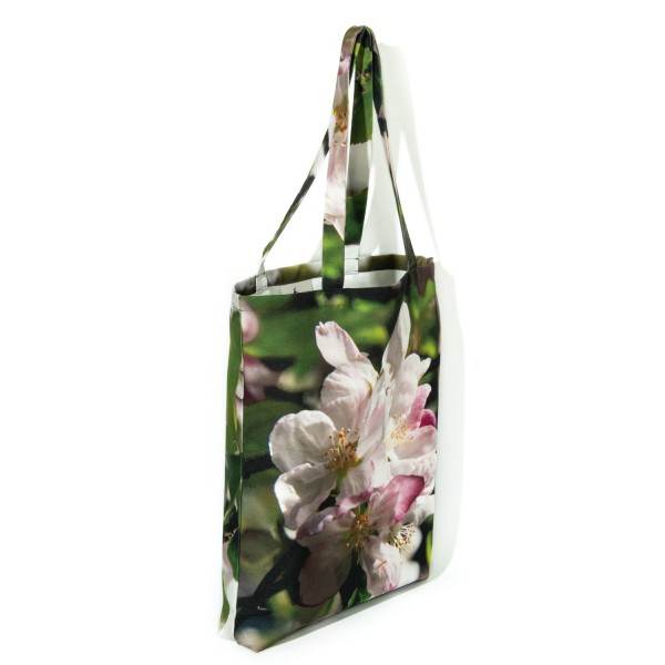 Tote bag flower print Apple Tree back view white background - Designer bag Maron Bouillie made in France