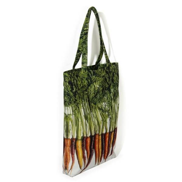 Grand sac de course légumes Carottes multicolores - Sac de shopping Maron Bouillie made in France