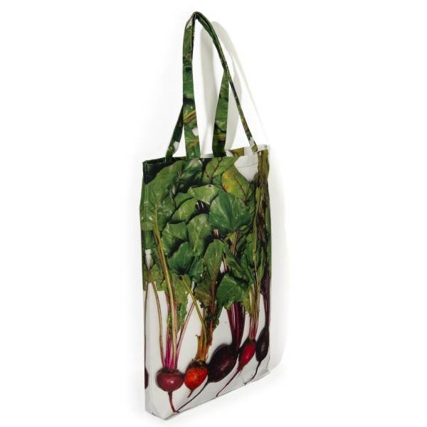 Large Vegetable Shopping Bag multicolored beetroots - Maron Bouillie market tote made in France