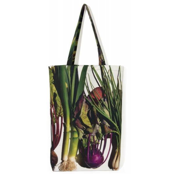 Large June vegetables Shopping Bag  - front - Maron Bouillie market tote made in France