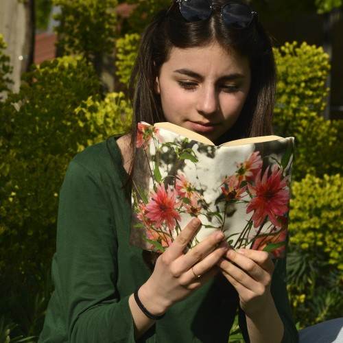 Dahlia floral book cover - Maron Bouillie made in France