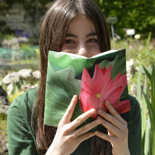 Oriental lotus floral book cover - Maron Bouillie made in France