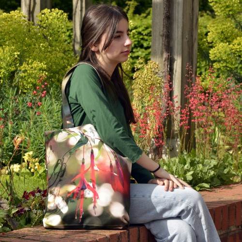 Tote bag Fleur Fuchsia royal - Sac de créateur Maron Bouillie made in France