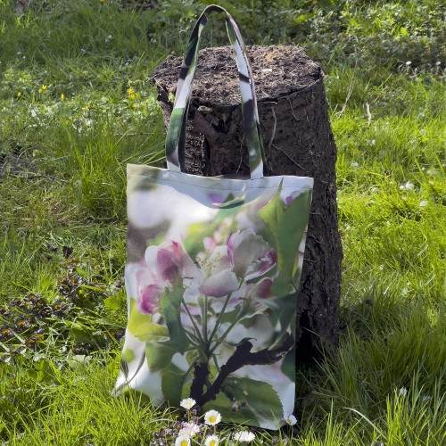 Apple tree Flowers Tote bag - Made in France Designer bag - Maron Bouillie