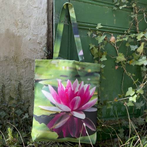 Nenuphar Flowers Tote bag - Made in France Designer bag - Maron Bouillie