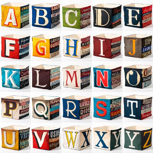 Maron Bouillie Alphabet home storage boxes - Letter fabric basket with French Paris photos
