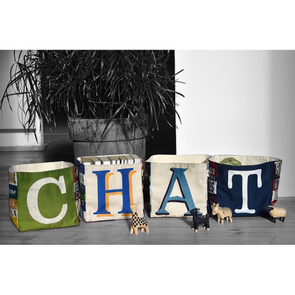 Maron Bouillie letter home goods baskets  forming the word Chat Maron Bouillie letter home goods baskets  forming the word Chat