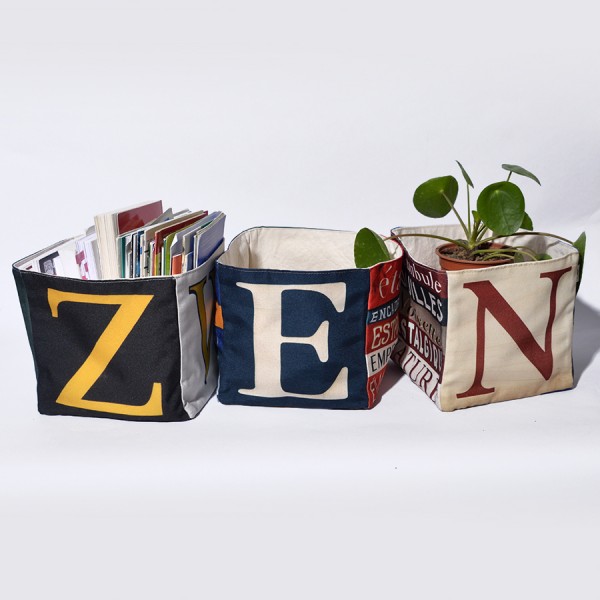 Paniers de rangement lettre de Maron Bouillie formant le mot ZEN