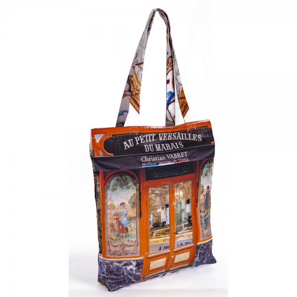 sac tote bag Paris boulangerie Au petit Versailles du marais, création Maron Bouillie made in France - vue de face