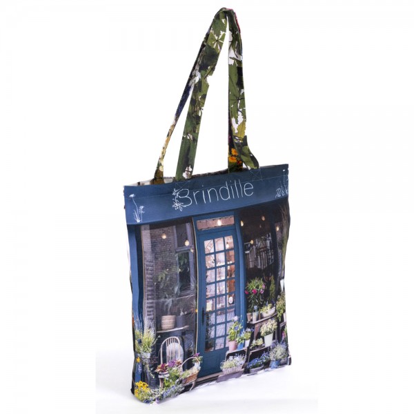 Sac shopping Fleuriste Brindille Paris, vue de face, création Maron Bouillie made in France