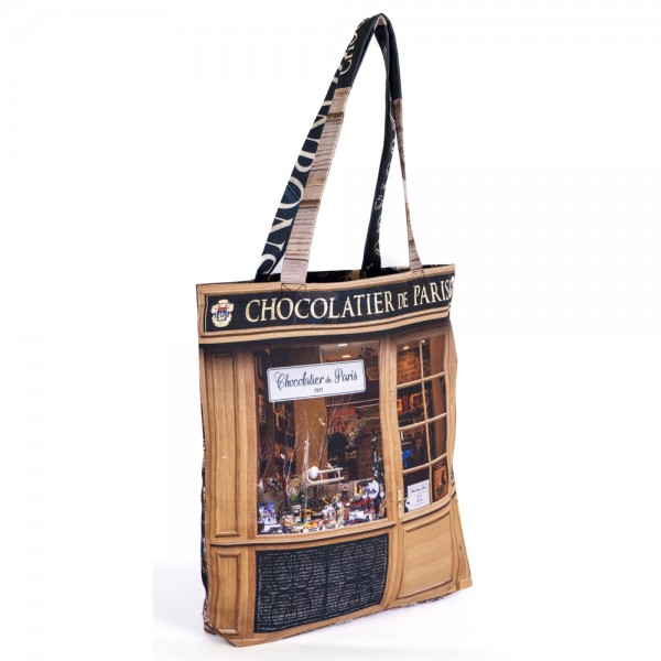 Tote bag Chocolatier de Paris, vue de face, idée cadeau souvenir, création Maron Bouillie made in France
