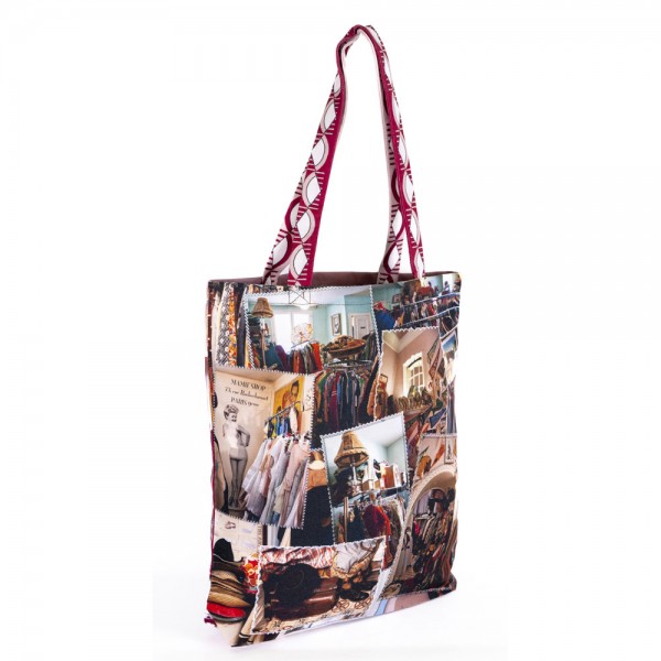 Tote bag Paris Mamie vintage fashion Maron Bouillie Made in France back view