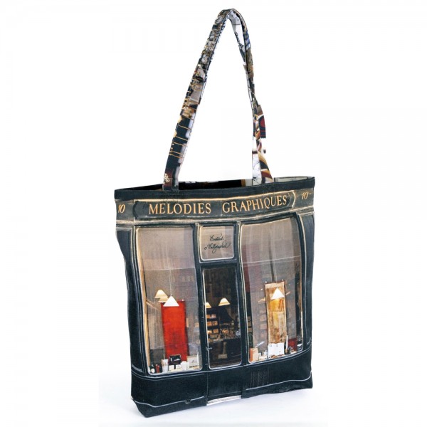 Tote bag from Paris Mélodies graphiques front view - Eco bag made in France Maron Bouillie