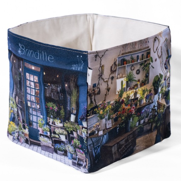 Boite de rangement Paris Fleuriste Brindille – cache pot plante Maron Bouillie - photo fond blanc vue trois quart face